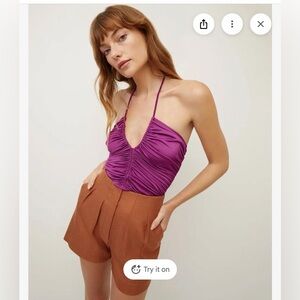 Veronica Beard Nikita dark Violet, Halter Neck Women's Top